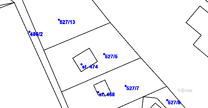Parcela st. 527/5 v KÚ Rabyně, Katastrální mapa