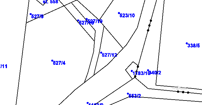 Parcela st. 527/12 v KÚ Rabyně, Katastrální mapa