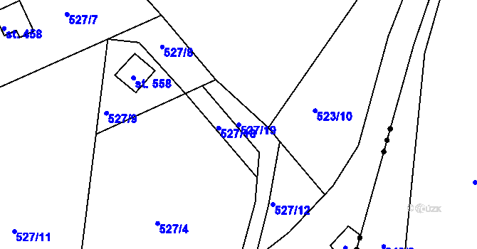Parcela st. 527/19 v KÚ Rabyně, Katastrální mapa