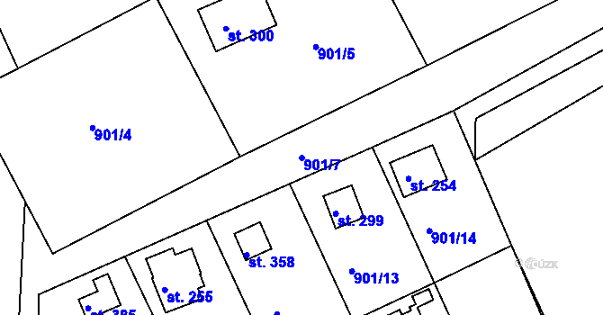 Parcela st. 901/7 v KÚ Rabyně, Katastrální mapa