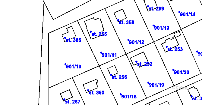 Parcela st. 901/11 v KÚ Rabyně, Katastrální mapa