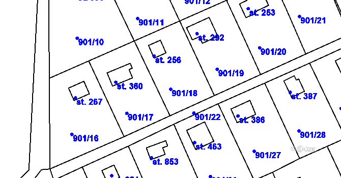 Parcela st. 901/18 v KÚ Rabyně, Katastrální mapa