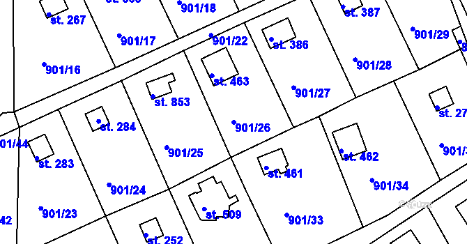 Parcela st. 901/26 v KÚ Rabyně, Katastrální mapa