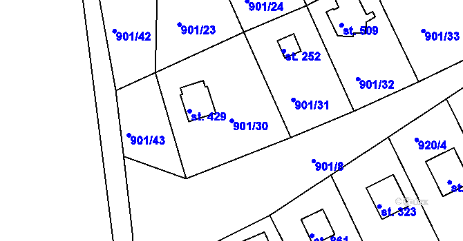 Parcela st. 901/30 v KÚ Rabyně, Katastrální mapa