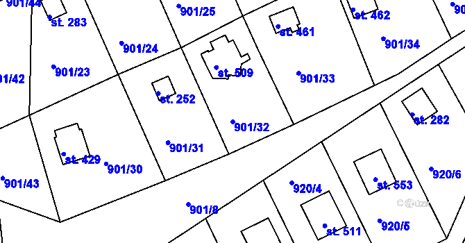 Parcela st. 901/32 v KÚ Rabyně, Katastrální mapa