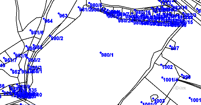 Parcela st. 980/1 v KÚ Rabyně, Katastrální mapa