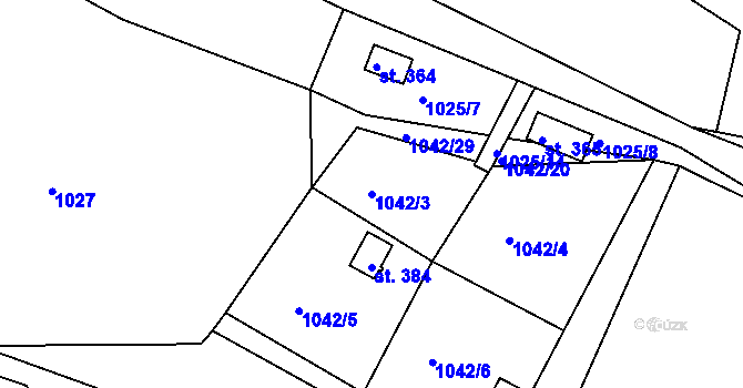 Parcela st. 1042/3 v KÚ Rabyně, Katastrální mapa