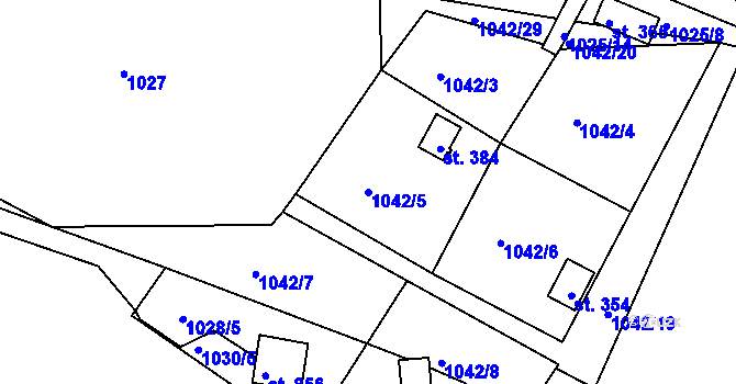 Parcela st. 1042/5 v KÚ Rabyně, Katastrální mapa