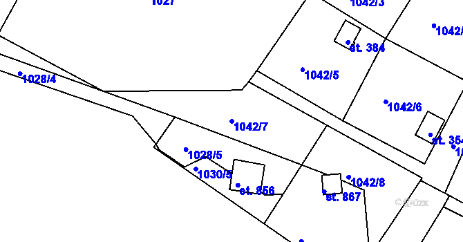 Parcela st. 1042/7 v KÚ Rabyně, Katastrální mapa