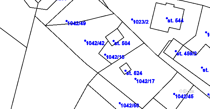 Parcela st. 1042/16 v KÚ Rabyně, Katastrální mapa