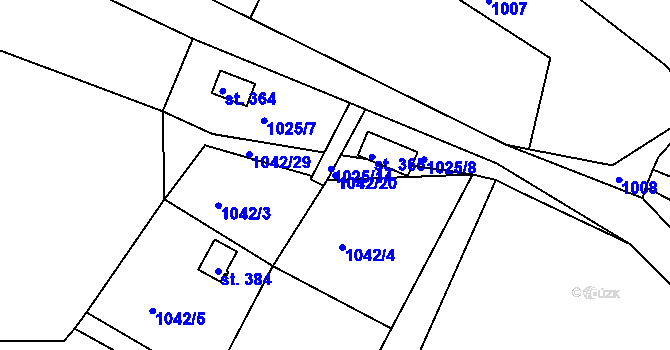 Parcela st. 1042/20 v KÚ Rabyně, Katastrální mapa
