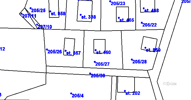 Parcela st. 460 v KÚ Rabyně, Katastrální mapa