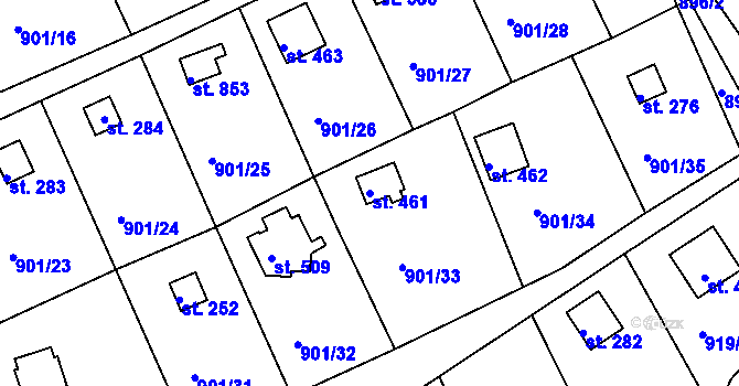 Parcela st. 461 v KÚ Rabyně, Katastrální mapa