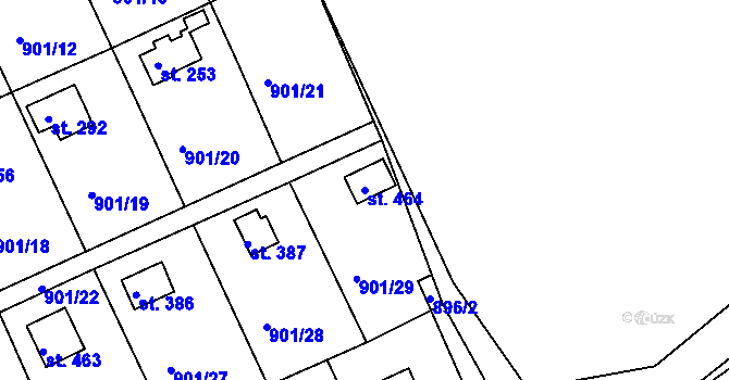 Parcela st. 464 v KÚ Rabyně, Katastrální mapa