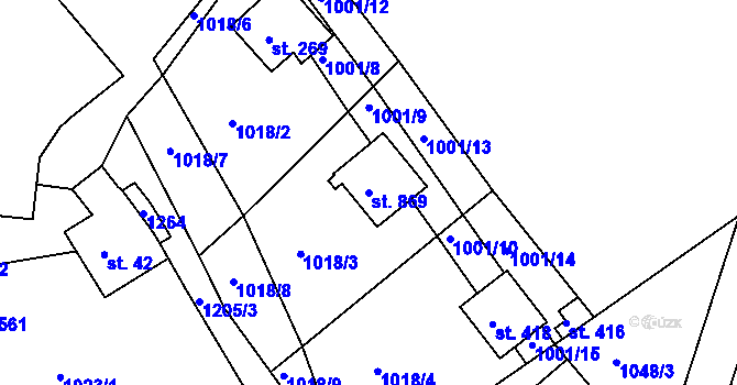Parcela st. 869 v KÚ Rabyně, Katastrální mapa