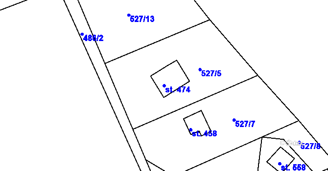 Parcela st. 474 v KÚ Rabyně, Katastrální mapa