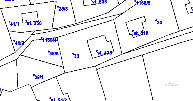 Parcela st. 478 v KÚ Rabyně, Katastrální mapa