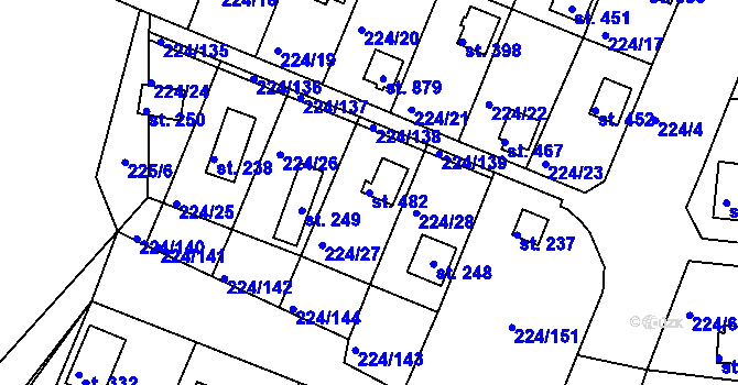 Parcela st. 482 v KÚ Rabyně, Katastrální mapa