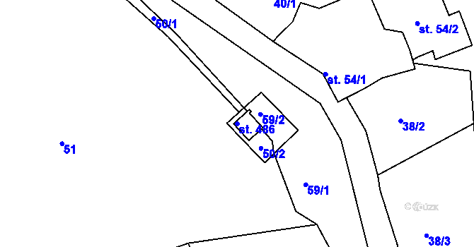 Parcela st. 486 v KÚ Rabyně, Katastrální mapa