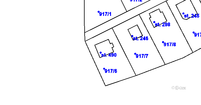Parcela st. 490 v KÚ Rabyně, Katastrální mapa