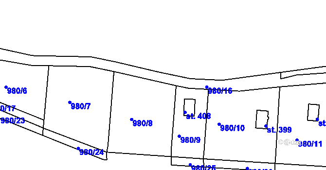 Parcela st. 980/33 v KÚ Rabyně, Katastrální mapa