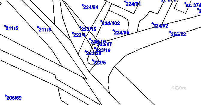 Parcela st. 223/16 v KÚ Rabyně, Katastrální mapa