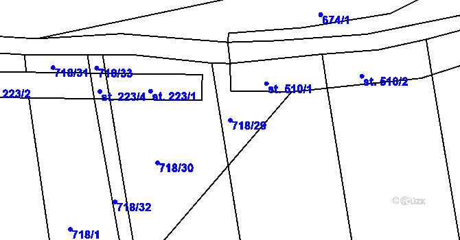 Parcela st. 718/29 v KÚ Rabyně, Katastrální mapa
