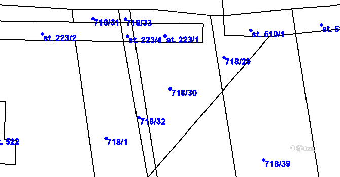 Parcela st. 718/30 v KÚ Rabyně, Katastrální mapa