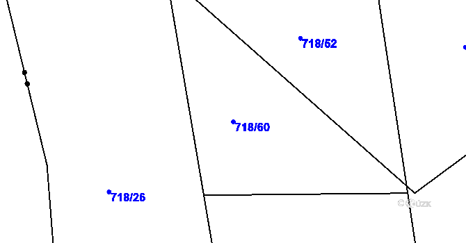 Parcela st. 718/60 v KÚ Rabyně, Katastrální mapa