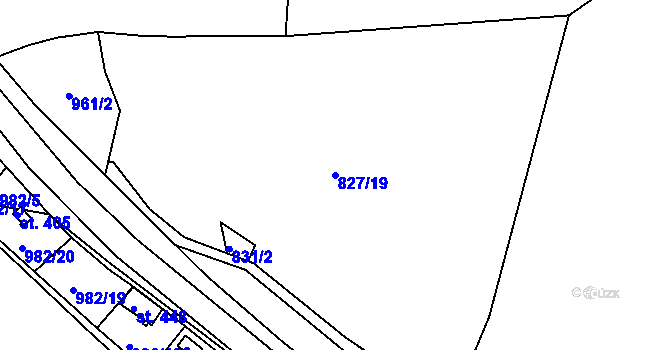 Parcela st. 827/19 v KÚ Rabyně, Katastrální mapa