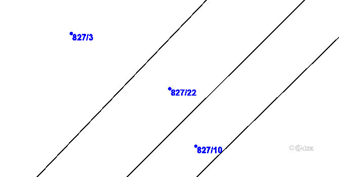Parcela st. 827/22 v KÚ Rabyně, Katastrální mapa