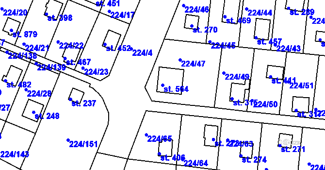Parcela st. 564 v KÚ Rabyně, Katastrální mapa