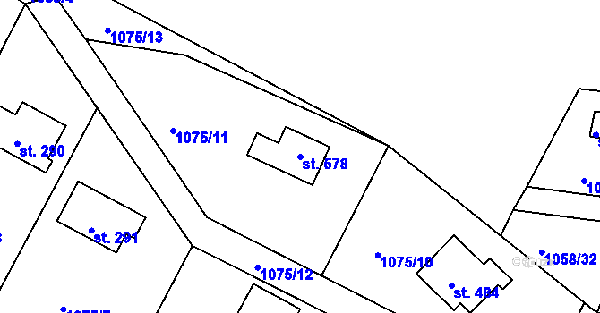 Parcela st. 578 v KÚ Rabyně, Katastrální mapa