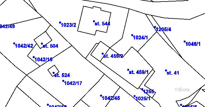 Parcela st. 459/2 v KÚ Rabyně, Katastrální mapa
