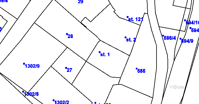 Parcela st. 1 v KÚ Racková, Katastrální mapa