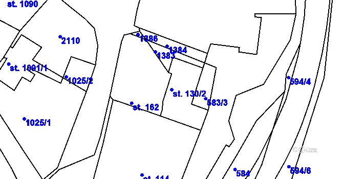 Parcela st. 130/2 v KÚ Racková, Katastrální mapa