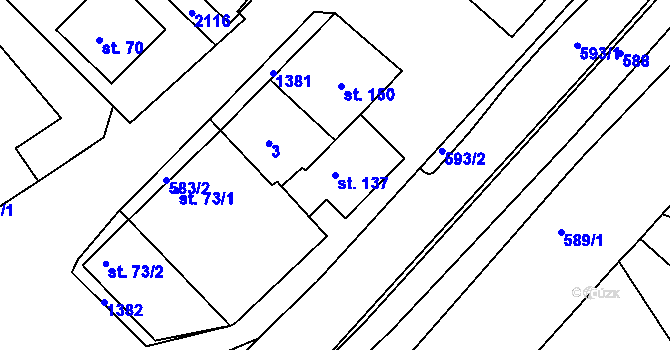 Parcela st. 137 v KÚ Racková, Katastrální mapa