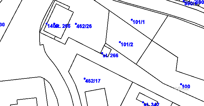 Parcela st. 266 v KÚ Racková, Katastrální mapa