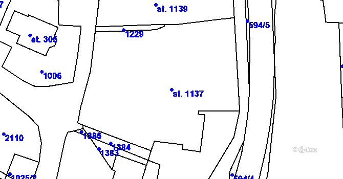 Parcela st. 1137 v KÚ Racková, Katastrální mapa