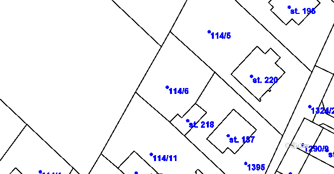 Parcela st. 114/6 v KÚ Racková, Katastrální mapa