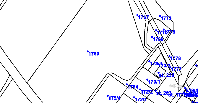 Parcela st. 175/1 v KÚ Racková, Katastrální mapa