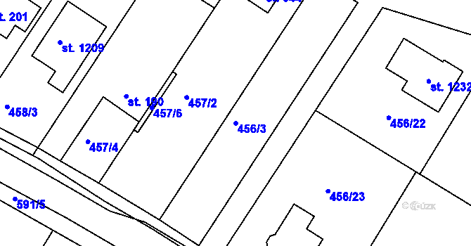 Parcela st. 456/3 v KÚ Racková, Katastrální mapa