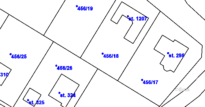 Parcela st. 456/18 v KÚ Racková, Katastrální mapa