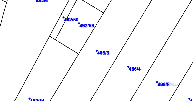 Parcela st. 466/3 v KÚ Racková, Katastrální mapa