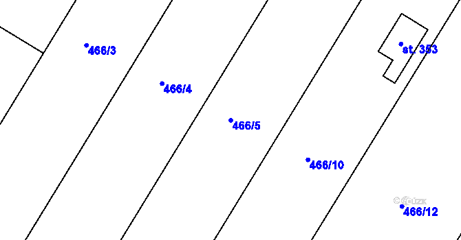 Parcela st. 466/5 v KÚ Racková, Katastrální mapa