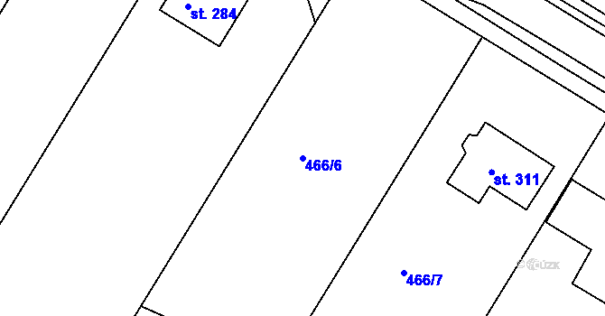 Parcela st. 466/6 v KÚ Racková, Katastrální mapa