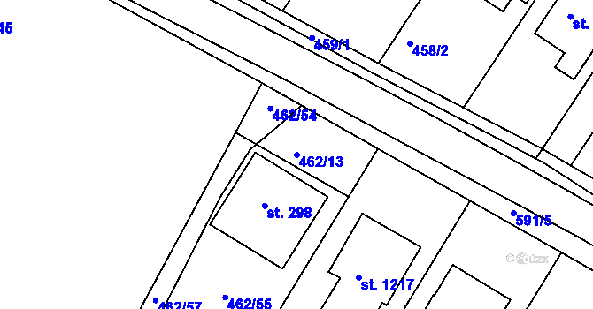 Parcela st. 462/13 v KÚ Racková, Katastrální mapa