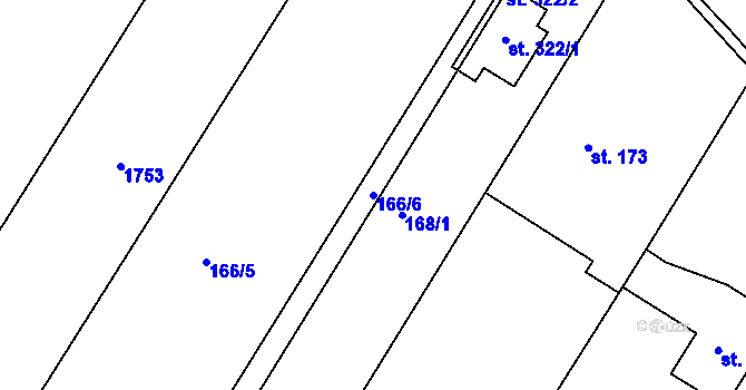 Parcela st. 166/6 v KÚ Racková, Katastrální mapa