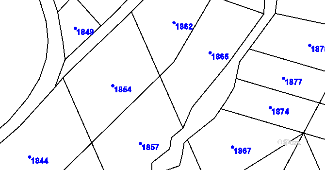 Parcela st. 266/4 v KÚ Racková, Katastrální mapa