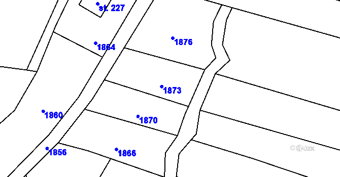 Parcela st. 266/5 v KÚ Racková, Katastrální mapa